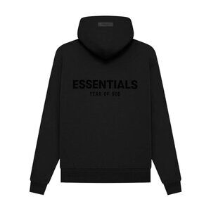 Fear of God Essentials Hoodie Black Stretch Limo Size XXL
